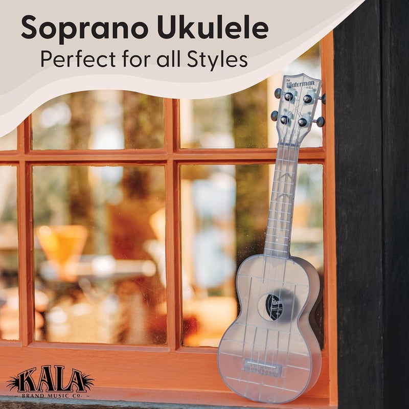 Kala Ukulele Frosted Glass 4 String Soprano Ukulele from the Waterman Sea Glass Collection, Classroom Instruments - Image 2